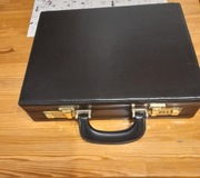 Neseser/walizka z czarnej skóry zamek szyfrowy FRANZEN Tanio okazja.