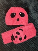 Zestaw komplet czapka szalik różowa panda pluszowa 