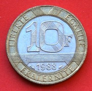 10  Franków  1988 r  -  Francja   Kolumna Lipcowa