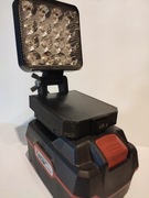 Adapter baterii Parkside X20V Team USB QC3.0 Powerbank Lampa regulowana 12W