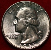 25 centów - srebro - Washington 1955 D - Quarter Dollar-menniczy 