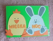 Kartka A5 ręcznie robiona wielkanocna królik 