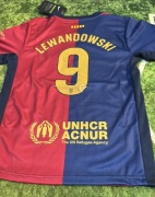 FC Barcelona 145-155cm komplet Lewandowski koszulka + spodenki 