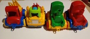 Zabawki PRL – kolorowe pojazdy plastikowe – zestaw 4 szt. (B89)