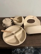 SILIKONOWY ZESTAW NACZYŃ DLA NIEMOWLĄT ZESTAW SZTUĆCÓW DO NAUKI JEDZENIA