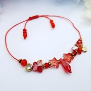 Czerwony sznurek Crystal beads - Bransoletka 