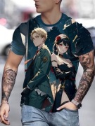 Koszulka z nadrukiem 3D Loid i Yor Forger z popularnego anime "Spy x Family