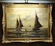 Obraz olejny 60x80 cm Jean Coune "Kutry na Morzu Północnym"