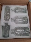 5x Mini wazoniki, szklane butelki dekoracyjne, wazony butelkowe.