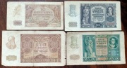 GG 1940 10 zł 20 zł 50 zł 100 zł cztery banknoty
