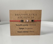 Bransoletka na Czerwonym sznurku Czarny Turmalin Cytryn Kwarc Różowy