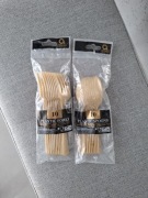 NOWE Łyżeczki i widelce plastikowe złote