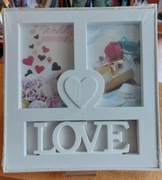 Ramka LOVE na 2 zdjęcia 10x15 cm Biała plastikowa