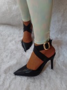 (39/40) Czarne, zmysłowe czółenka szpilki wieczorowe z zapięciem, NOWE 