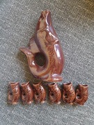 Starocie, zestaw wazon + 6 kieliszków