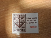 Znaczek Solidarność  Ksiądz Jerzy Popiełuszko 1987 Drugi obieg