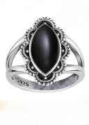 Pierścionek ze srebra S925 z naturalnym onyksem 