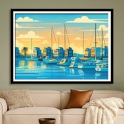 Flensburg – marina i jachty - Art Deco, plakat 60x40cm