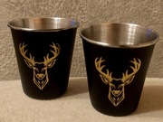 2szt. Kieliszki myśliwskie metalowe na polowanie zbiorowe, zasiadkę. Jeleń.