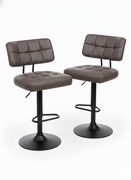 Tytuł: Nowoczesne Hokery Barowe Loft | Komplet 2 szt. | Czekoladowy brąz