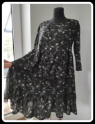 Beloved luźna czarna sukienka w kwiatki 42 XL