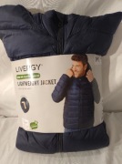 Lekka Męska Kurtka Z Kapturem Pikowana M 48/50 Granatowa 