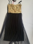 melrose czarno złota sukienka xs / s