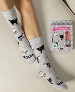 SOXO zestaw prezentowy skarpetki + brelok KOCIA MAMA rozm. 35-40