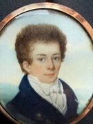 Miniatura na płytce z kości złota ramka portret Otto Eckardt 1870 Drezno 