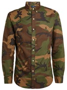 POLO RALPH LAUREN Camouflage Print Oxford Slim Fit moro koszula męska M