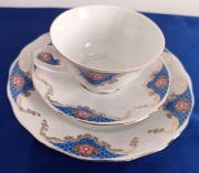 PORCELANA KAROLINA FINE ROYAL PORCELAIN PIĘKNE TRIO ŚNIADANIOWE