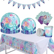 Zestaw dekoracji urodzinowych syrenki dla 12 osób