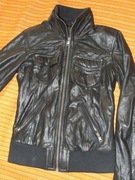 Prawdziwa Skórzana czarna ramoneska jagnięca Berhska rozmiar. S