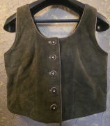 Damska skórzana bawarska kamizelka myśliwska M. Guziki rogowe.