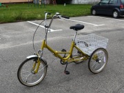 Rower trójkołowy SKŁADAK 1-biegowy, koła 20 cali, koszyk