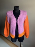 Kolorowy gruby zimowy sweter Nasty Gal damski pomarańcz i lila kolor S M