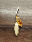 Srebrna zawieszka wisior z bursztynem 925 świeta slub + gratis