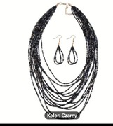 Boho wielowarstwowy naszyjnik i kolczyki w stylu vintage z koralikami