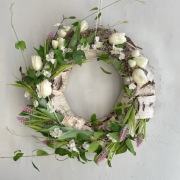 Wianek wiosenny wielkanocny kora świąteczny na drzwi 45 cm