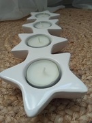 świąteczny CERAMICZNY BIAŁY ŚWIECZNIK GWIAZDKI 4 świeczki WYPRZEDAŻ