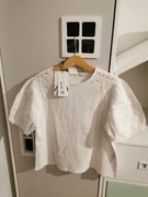 Biała bluzka ze zdobieniem na ramionach ZARA rozmiar 140 nowa z metką 