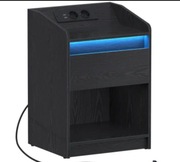 Szafka boczna nocna z funkcją LED 2 Ciemny dąb i jasny biały 