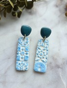 Wiszące kolczyki słupki z wzorem płytek z gliny polimerowej 