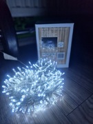 Lampki choinkowe 300 led zimny biały 18m zewnętrzne wewnętrzne  gruby kabel