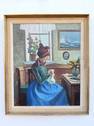  STARY OBRAZ OLEJNY NA PŁÓTNIE sygnowany 