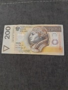 Banknot 200 zł. Seria YB 5223390 RZADKA, ZASTĘPCZA!!!