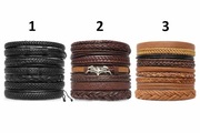 ZESTAW MĘSKICH BRANSOLETEK SKÓRZANYCH – 10 SZTUK