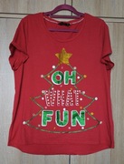 F&F czerwona świąteczna bluzka t-shirt L/XL