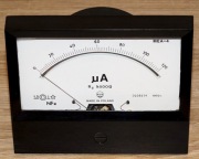 Miernik tablicowy, mikroamperomierz analogowy 120 uA MEA-4, ETA, RETRO PRL