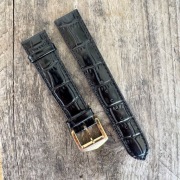 Pasek do zegarka 18mm skórzany Roamer gruby czarny złota klamra